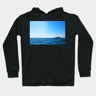 View from Tremiti Islands at the Adriatic Sea and a boat Hoodie